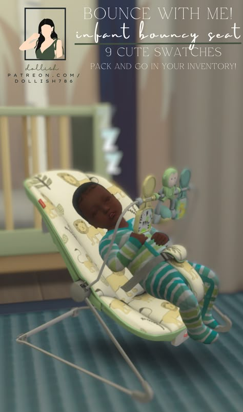 Bounce With Me! Infant Bouncy Seat (FIXED) | Patreon Dollish Sims 4, Sims 4 Infant Cc, Sims 4 Free Mods, Sims 4 Infants, Infant Cc, Sims 4 Beds, Sims 4 Infant, Sims 4 Content, Cc Furniture