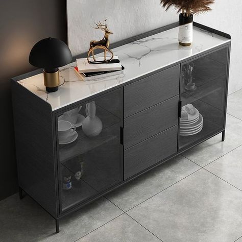 Modern Black Sideboard, Modern Sideboard Cabinet, Black Sideboard Buffet, Black Wood Sideboard, Modern Buffet Cabinet, Sideboard Cabinet Modern, Modern Sideboard Buffet, Black Buffet, Countertop Cabinet