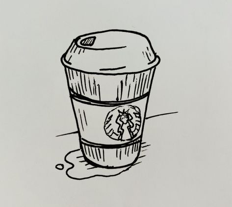 A quick Starbucks cup doodle Starbucks Sketch, Starbucks Doodle, Starbucks Cup Drawing, School Dream Board, Starbucks Drawing, Cup Doodle, Coffee Doodle, Coffee Kit, Doodle A Day