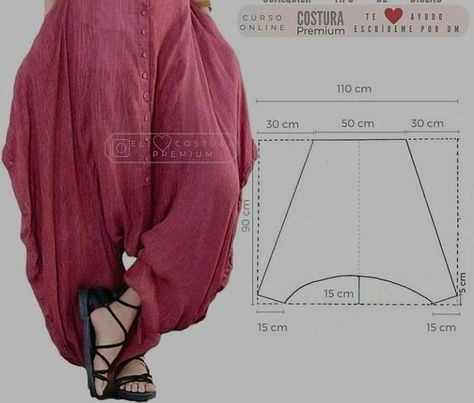 Harem Pants Diy, Harem Pants Pattern, Sarouel Pants, Diy Pants, Diy Sy, Sewing Clothes Women, Sewing Tutorials Clothes, Pants Sewing Pattern, Diy Sewing Clothes