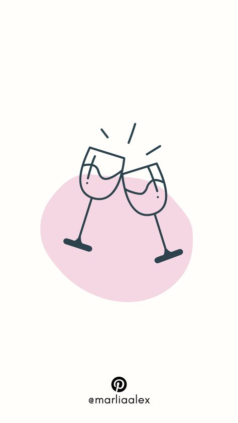 Wine Glasses Clinking Drawing, Clinking Glasses Tattoo, Cheers Glasses Drawing, Cheers Doodle, Cheers Drawing, Wine Glasses Cheers, Highlight Patterns, Cheers Tattoo, Cheers Illustration