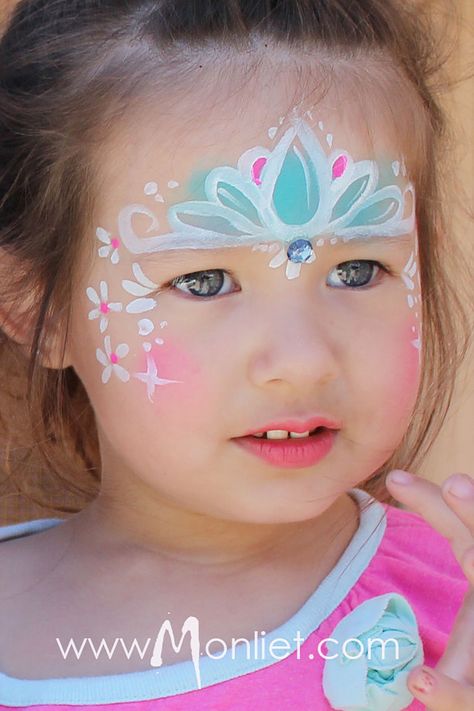 Face Paint Party, Mermaid Face Paint, Easy Face Painting Designs, Princess Face Painting, Fairy Face Paint, Christmas Face Painting, Girl Face Painting, Princess Face, Soya Mumu