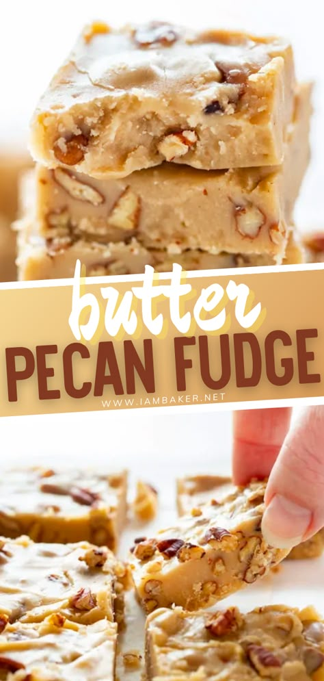 Maple Pecan Fudge Recipe, Maple Pecan Fudge, Butter Pecan Fudge Recipe, Butter Pecan Fudge, Pecan Fudge, Maple Fudge, Easy Holiday Desserts, Fudge Candy, Oh Fudge