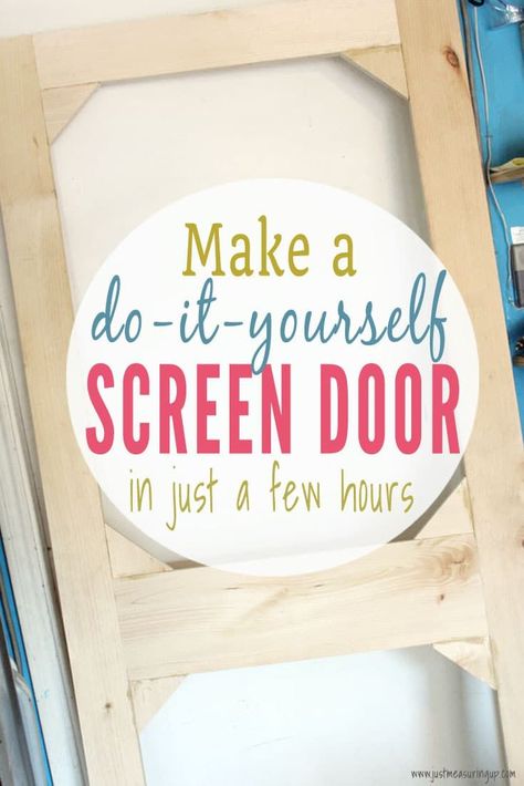 In and out of your garage a lot? Build a DIY wood screen door for cheap with this easy tutorial! This scrap wood screen door is a simple DIY project that anyone can do. #diy #screendoor #garage #homeimprovement Indoor Screen Door, Bathroom Ideas On A Budget Diy, Storage Shelf Ideas, Garage Screen, Diy Storage Solutions, Simple Decorating Ideas, Garage Screen Door, Wood Screen Door, Diy Screen Door