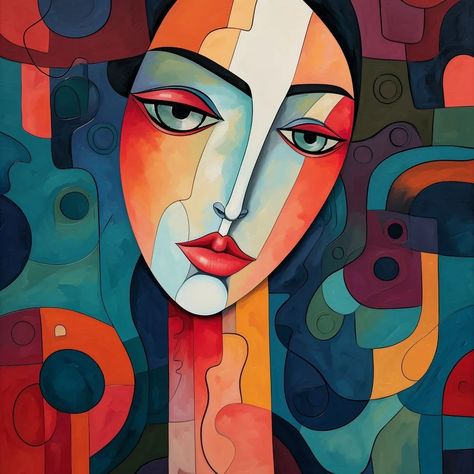 Psychological Art, Layered Painting, Contemplating Life, Inner Turmoil, Soulful Eyes, Inner Journey, Cubism Art, Expressive Eyes, Design Restaurant