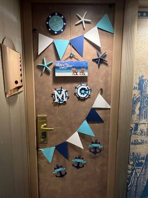 Cruising door decorations, this is my happy place sign. Nautical Door Decorations, Cricut Cruise Door Decorations, Disney Door Decorations Cruise, Cruise Signs For Door, Cruise Party Ideas, Cruise Ship Decoration Ideas, Diy Cruise Door Decorations, Cruise Room Decorations, Decorate Cruise Cabin Door Ideas