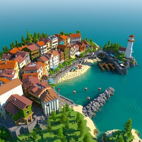 Villa Minecraft, Minecraft Kingdom, Case Minecraft, Minecraft Town, Minecraft City Buildings, Minecraft Village, Minecraft Mansion, Fishing Town, Bangunan Minecraft