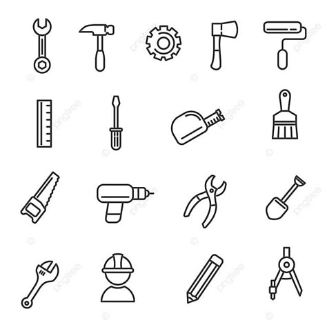 Tool Logo Design, Tape Illustration, Tools Clipart, Helmet Vector, Pencil Vector, Tool Logo, Tattoo Line, Paint Vector, Vector Brush