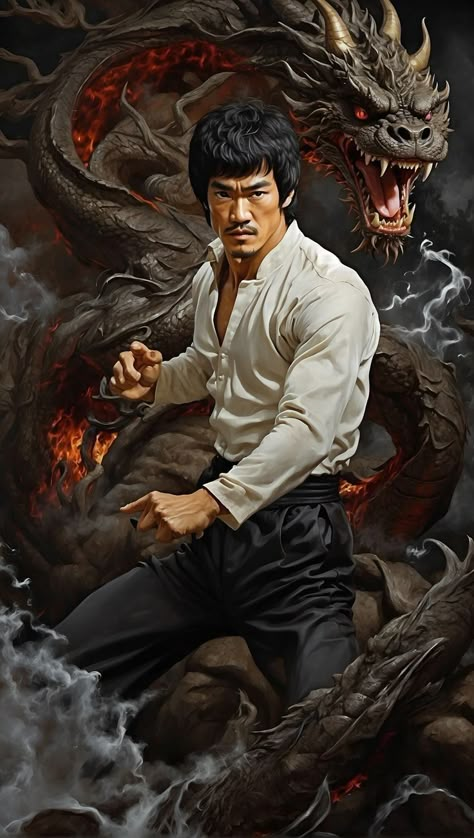 Bruce Lee Pictures, Bruce Lee Art, Bruce Lee Martial Arts, Bruce Lee Photos, Yin Yang Tattoos, Enter The Dragon, Pencak Silat, Samurai Art, Martial Artists