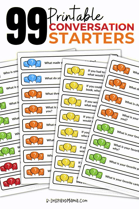 The best conversation starters for kids, including printable conversation cards for preschoolers, kindergartners, and elementary school, too! #printable #kids #kidsactivities #parenting #conversationstarters Lesson Starters Ideas, Conversation For Kids, Conversation Games, Preschool Conversation Starters, Conversation Questions For Kids, Simple Present Conversation, Toddler Conversation Starters, Printable Conversation Cards, Conversation Cards For Kids