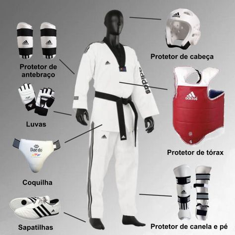 EQUIPAMENTOS DE TAEKWONDO Taekwondo Aesthetic, Taekwondo Equipment, Karate Quotes, Martial Arts Club, Taekwondo Girl, Martial Art Uniform, Judo Karate, Karate Belt, Taekwondo Training