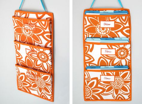 How to Make a Hanging Pocket Organizer Hanging Pocket Organizer, Wall Pocket Organizer, Pallet Deck Diy, Hanging File Organizer, Hanging Wall Organizer, Cubicle Makeover, Hanging Fabric, Pocket Organizer, Hanging Organizer