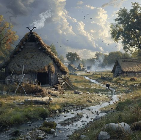 Poor Medieval House, Poor Fantasy Village, Concept Section, Medieval Hunter, Celtic Village, Maya Girl, Viking Wallpaper, Killer Bunny, Forest Village