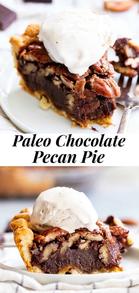 Chocolate Pecan Pie Gluten Free, Paleo Chocolate Pie, Paleo Christmas Desserts, Paleo Thanksgiving Dessert, Paleo Pie Recipes, Healthy Thanksgiving Dessert, Paleo Christmas Recipes, Pecan Pie Thanksgiving, Paleo Pecan Pie