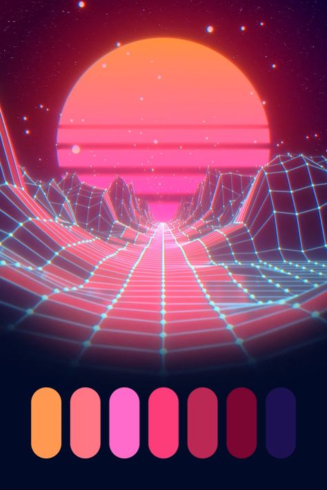 Neon Colour Palette, Synthwave Art, Neon Retro, Vaporwave Wallpaper, Free Lightroom Presets Portraits, Vaporwave Art, Iphone Art, Retro Wave, Neon Backgrounds