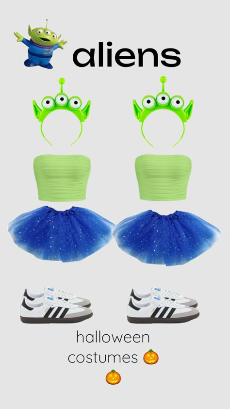 #myfirstshuffle Halloween Costumes Toy Story Aliens, 3 Aliens From Toy Story Costume, Toy Story Alien Costume Women, Aliens From Toy Story Costume, Alien From Toy Story Costume, Toy Story Halloween Costumes, Diy Alien Costume, Aliens From Toy Story, Toy Story Alien Costume