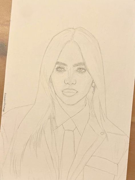 Eminem And Billie Eilish, Billie Eilish Inspired Drawings, Billie Eilish Dessin, How To Draw Billie Eilish, Drawing Ideas Billie Eilish, Billie Eilish Diy Crafts, Billie Eilish Sketch Easy, Billie Sketch, Billie Eilish Portrait Drawing