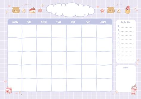 Vector cute monthly planner pastel colou... | Premium Vector #Freepik #vector #background #collection #page #cute Aesthetic Monthly Planner, Cute Monthly Planner, Cute Calendar Template, Cute Daily Planner Template, Cute Calendars, Free Printable Monthly Planner, Cute Planners, Calendar Design Template, Free Planner Printables