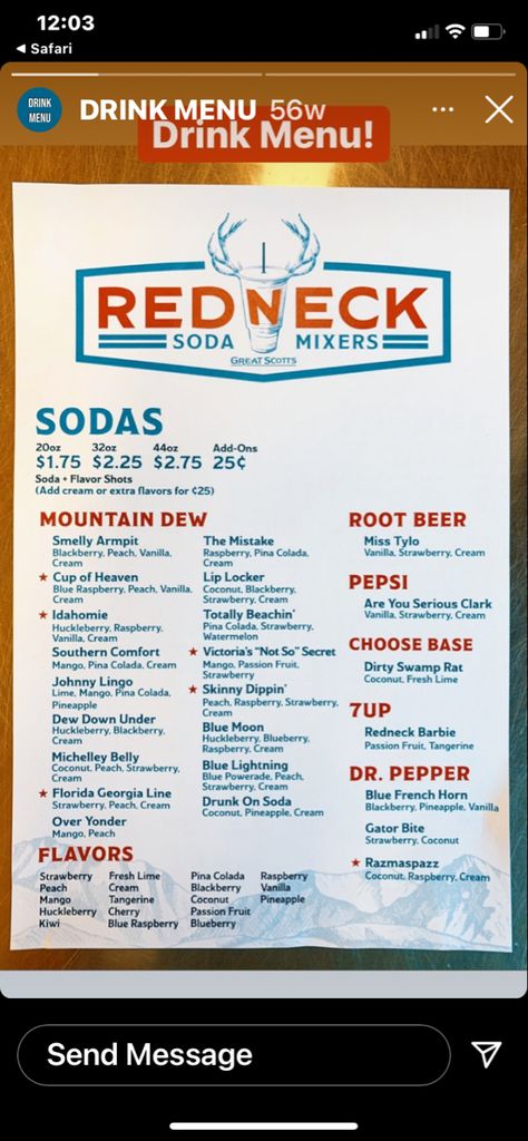 Soda Bar Menu Ideas, Torani Syrup Recipes Drinks Soda, Gourmet Soda Recipes, Soda Truck Ideas, Sonic Dirty Soda, Sodalicious Drink Recipes, Dirty Sonic Drinks, Flavored Soda Recipes, Soda Bar Recipes