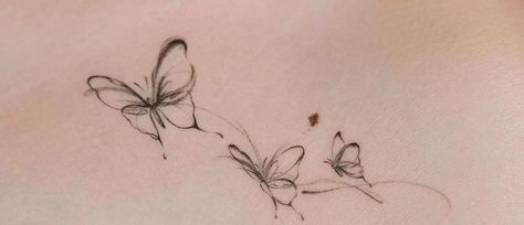 Butterflies Turned To Dust Tattoo, Wispy Butterfly Tattoo, Inner Elbow Tattoos, Nape Tattoo, Abstract Tattoo Ideas, Butterfly Back Tattoo, Abstract Tattoos, Flower Tattoo Shoulder, Petite Tattoos