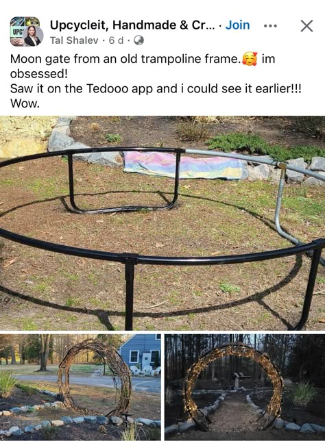 Trampoline Moon Gate Diy, Moon Gate Diy, Old Trampoline, Moon Gate, Dream Yard, Have Inspiration, Trampolines, Garden Yard Ideas, Outdoor Backyard