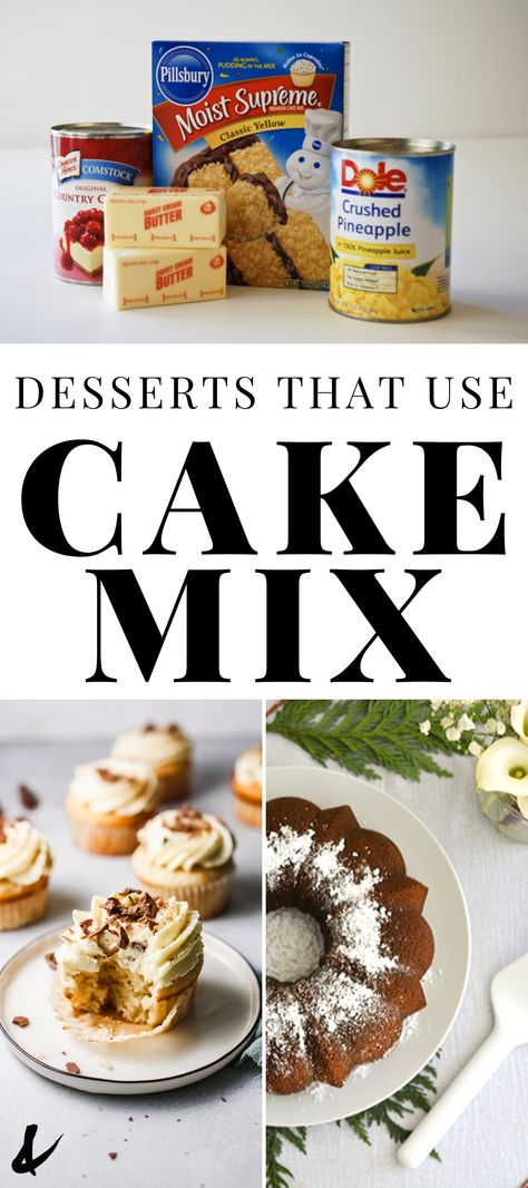 Desserts You Can Make With Box Cake, Two Ingredient Cake Mix Recipes, What To Make With Boxed Cake, Cake Box Mix Recipes 2 Ingredients, Ways To Use Box Cake Mixes, Yellow Cake Mix Desserts 3 Ingredients, Gluten Free Box Cake Mix Recipes, Easy One Pan Desserts Cake Mixes, Dessert With Cake Mix Yellow