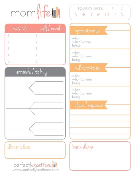 Free Printable Daily Planner for Moms  Download a free printable daily planner for moms. This planner is two-sided, with one “mom-life” side and one “biz-life” side.                                                                                                                                                     More Mom Daily Planner, Mommy Planner, Mom Template, Diary Template, Daily Planner Printables Free, Free Daily Planner, Daily Schedule Template, To Do Planner, Money Saving Mom