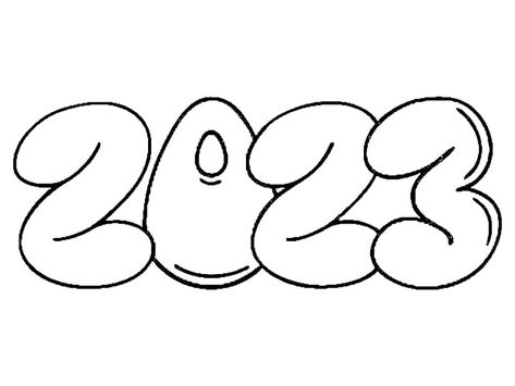 Free Printable 2023 2023 Coloring Page, New Year Coloring Pages, Happy New Year 2023, New Year 2023, Joy And Happiness, New Year Gifts, Coloring Pages For Kids, Coloring Page, Drawing Tutorial