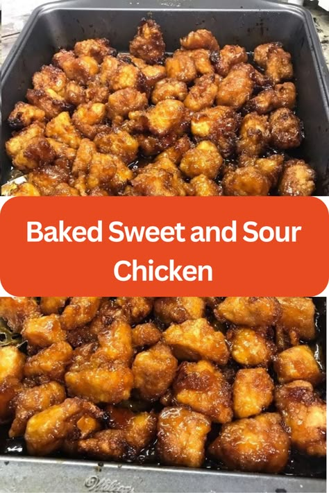 Baked Sweet and Sour Chicken Baked Sweet And Sour Chicken Recipe, Baked Sweet And Sour Chicken, Sweet And Sour Chicken Recipe, Sour Chicken Recipe, Sweet And Sour Chicken, Sweet N Sour Chicken, Meat Appetizers, Chicken Breast Seasoning, Chicken Meals