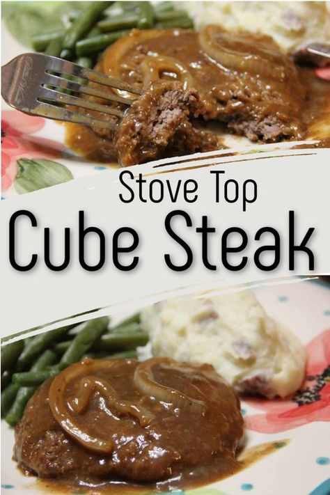 Salisbury Cube Steak Recipe, Top Of Stove Meals, Cubed Steak Cream Of Mushroom, Beef Cube Steak Recipes Ovens, Cubed Stake Recipes, Cube Steak Cast Iron Skillet, Cube Steak And Onions, Cubed Steak With Onion Gravy, How To Cook Cubed Steak On Stove