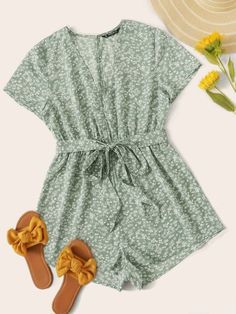 Basic Girl Outfit, Forever 21 Outfits, Belted Romper, Shein Pants, Casual Rompers, Boho Green, Fashion Fall, Fashion Design Clothes, Cute Summer Outfits