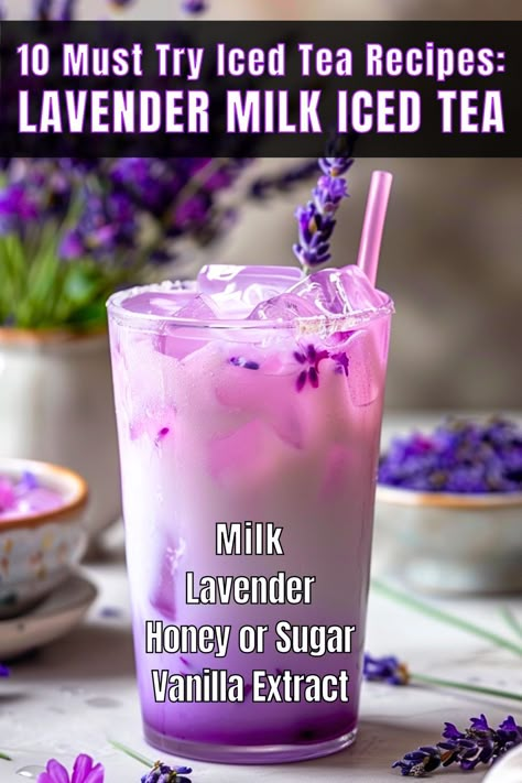 Herbal Sweet Tea, Ice Tea Bar Drink Stations, Drink Cafe Ideas, Tasty Tea Recipes, Lavender Tea Recipe, Tea Mocktail, Tea Business, Tea Drinks, Fancy Drinks Nonalcoholic