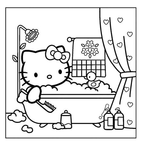 dibujos de hello kitti Easy Coloring Pages Aesthetic, Hello Kitty And Friends Coloring Pages, Sanrio Coloring, Friends Drawings, Hello Kitty Colouring, Creation Coloring Pages, Hello Kitty Coloring Pages, Kitty Coloring Pages, Diy Coloring Books