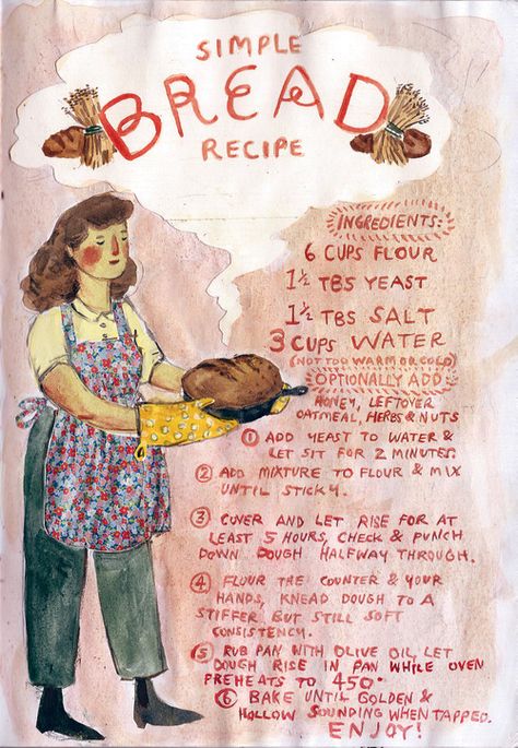 Bread Recipes Aesthetic, Simple Bread Recipe, Phoebe Bird, Phoebe Wahl, Cottagecore Recipes, Simple Bread, Illustrated Recipes, Kitchen Witch Recipes, Recipe Bread