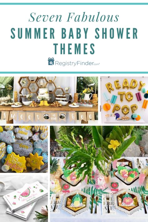 7 Sweet Summer Baby Shower Themes (plus even more creative ideas) Summer Theme Baby Shower Ideas For Boys, June Baby Shower Ideas Boys, August Baby Shower Ideas Boy, Outdoor Summer Baby Shower Ideas, Summer Boy Baby Shower Themes, Baby Boy Summer Baby Shower Themes, Summer Girl Baby Shower Themes, Summertime Baby Shower Themes, Baby Boy Shower Ideas Summer