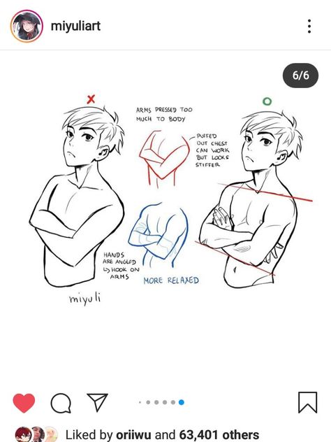 Im uploading a screenshot so it's easier to find. (©miyuliart on Instagram) Arms On Knees Pose Drawing, How To Connect Arms To Torso, Arms Crossed Over Chest Reference, Someone Crossing Their Arms Reference, Miyuliart Tutorials, Taco1704 Arms, Clingy Pose Reference, Person Crossing Arms Reference Drawing, Arms Crossed Side View