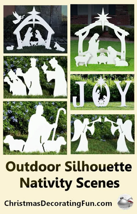 Outdoor Silhouette Nativity Scenes - Outdoor Nativity Sets really add a lot to your outside Christmas decorations. Outdoor lighted nativity scenes affirm your faith and help to remind all who see them of the reason for the season. Outdoor Christmas Decorations Nativity, Silhouette Nativity Scene, Outdoor Silhouette, Christmas Decorations Yard, Outdoor Nativity Sets, Nativity Scene Diy, Nativity Scene Display, Outdoor Christmas Decorations Yard, Outdoor Nativity Scene