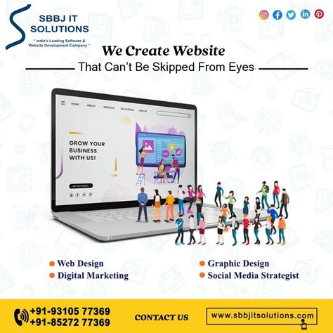 Get your Business Website Now in just Rs 5000/- with Domain, Hosting & SSL . Call Now : +91-93105 77369 / 852727 77369 . Web : https://sbbjitsolutions.com . #website #webdeveloper #websitedesigner #webdevelopment #websitedesign #seo #sbbjit #sbbjitsolutions #SBBJ #socialmediamarketing #socialmedia #searchengineoptimizationmarketing Digital Marketing Poster, Build Website, Social Media Poster Design, Media Poster Design, Facebook Ads Design, Web Company, Website Ads, Creative Banners, Media Advertising Design