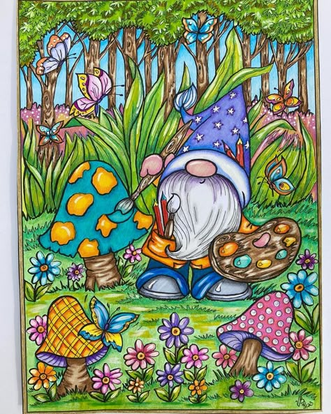 #gardencoloralong23 hashtagg på Instagram • Foton och videoklipp Teresa Goodridge Gnome Sweet Gnome, Book Gnome, Artist Gnome, Drawing Gnomes Fantasy Art, Tomte Gnome Sweden Art, Gnome Sweet Gnome Coloring Book, Gnomes Book, Teresa Goodridge, Gnome Sweet Gnome