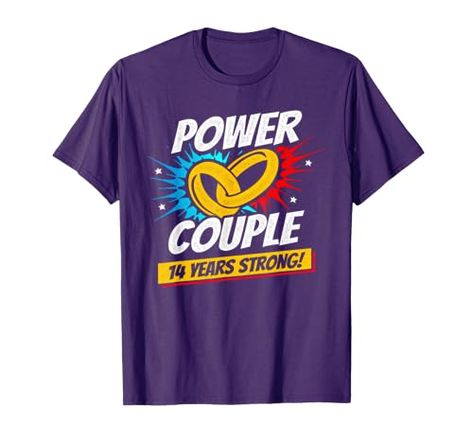 Married 14 Years - Power Couple - 14th Wedding Anniversary T-Shirt 37th Wedding Anniversary, 42nd Wedding Anniversary, 32nd Wedding Anniversary, 22nd Wedding Anniversary, 12th Wedding Anniversary, 18th Wedding Anniversary, 55th Wedding Anniversary, 14th Wedding Anniversary, 4th Wedding Anniversary