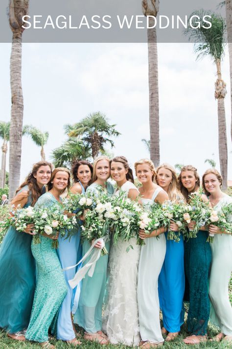 💙🌊 SEAGLASS WEDDING THEME 🌊💙  A Coastal-Inspired Wedding Dream!... Envision a wedding day that captures the tranquil beauty of the ocean and the soft, frosted hues of sea glass! A Sea Glass-themed celebration might be your perfect match! This elegant and soothing colour palette will infuse your special day with a sense of calm and coastal charm, creating a truly magical atmosphere for you and your guests! 🐬✨ Sea Glass Centerpiece Wedding, Seaglass Themed Wedding, Sea Glass Wedding Theme, Seaglass Wedding Colors, Sea Glass Wedding Colors, Seaglass Wedding, Blue Wedding Colour Theme, Driftwood Wedding, Sea Glass Wedding