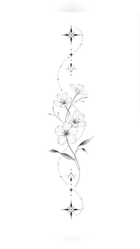 Back Tattoo Women Spine, Floral Back Tattoos, Flower Spine Tattoos, Small Girly Tattoos, Tattoos For Women Flowers, Small Pretty Tattoos, Tasteful Tattoos, Spine Tattoos For Women, Tatuaje A Color