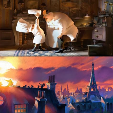 Ratatouille concept art by Robert Kondo Horst Ratatouille, Ratatouille Concept Art, Robert Kondo, Dice Tsutsumi, Tonko House, Movie Concept Art, Animation Concept Art, Movie Frames, Color Script