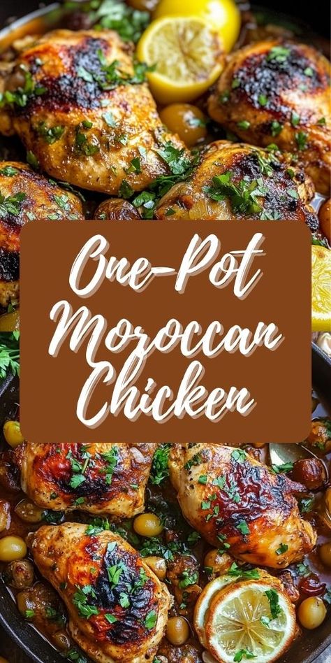 One-Pot Moroccan Chicken Ingredients: 2 teaspoons paprika 1 teaspoon ground cumin 1 teaspoon ground ginger 1/2 teaspoon ground cinnamon 1/2 teaspoon turmeric 1/4 teaspoon cayenne pepper 1 teaspoon salt 4 bone-in, skin-on chicken thighs 2 tablespoons olive oil 1 onion, chopped 4 garlic cloves, minced 1 tablespoon tomato paste 1 cup chicken broth 1 can (14-ounce) diced tomatoes 1 cinnamon stick 1 preserved lemon, chopped (or substitute with lemon zest) #OnePot #Moroccan #Chicken Moroccan Chicken Recipe Slow Cooker, Moroccan Chicken Instant Pot, Chicken Tagine Instant Pot, Preserved Lemon And Tomato Chicken, Moroccan Lemon Chicken, Chicken With Preserved Lemons, Moroccan Chicken Tagine Recipes, Moroccan Chicken Thighs, Easy Moroccan Recipes