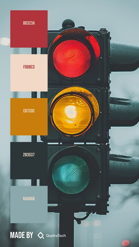 Colors:
B0323A
F0D8C3
C87C0C
2B3537
8AA8AB Red Color Theory, Red Yellow And Blue Aesthetic, Dynamic Color Palette, Red Yellow Color Palette, Cyberpunk Color Palette, Urban Color Palette, Primary Color Palette, Traffic Management, Gradient Color Design