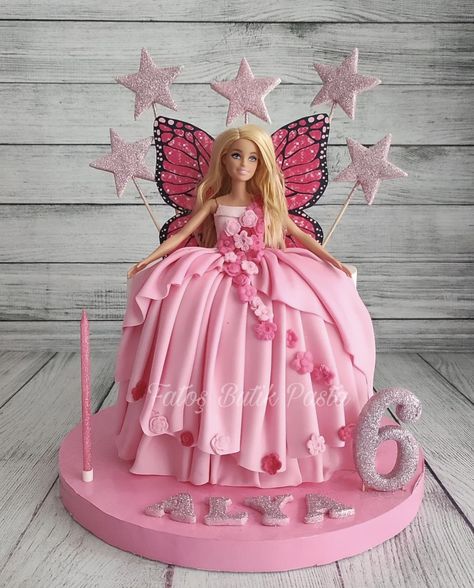 Doll Cakes Ideas Princess, Barbie Doll Cake Ideas, Barbie Cake Designs, Barbie Dress Cake, Princess Doll Cake, Barbie Doll Birthday Cake, Diy Cake Topper Birthday, Doll Birthday Cake, Barbie Birthday Cake