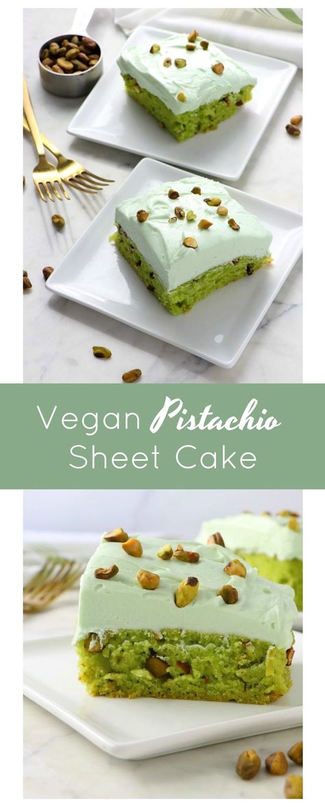 Vegan Sheet Cake, Vegan Pistachio Cake, Crazy Cake Recipes, Vegan Pistachio, Pistachio Muffins, 5 Second Rule, Pistachio Dessert, Tasty Healthy Recipes, Vegan Fish