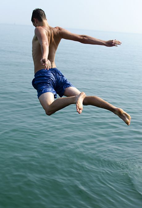 Swimming in the summer is fun. Jump in. People Jumping Into Water, Jump Into Water, Human Anatomy Art, Water Photography, Jump In, Street Style Summer, Near Future, Anatomy Art, Art Poses