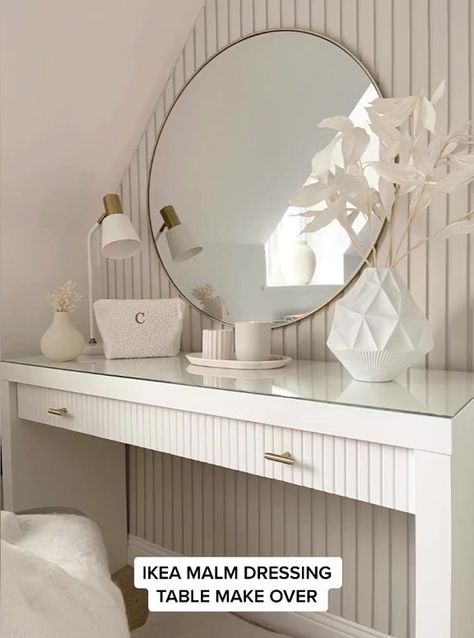 Dressing Table Hacks, Girls Dressing Room, Ikea Dressing Table, Ikea Malm Dressing Table, Dressing Table Ideas, Modern Dressing Table Designs, Malm Dressing Table, Dressing Table Modern, Girls Dressing Table