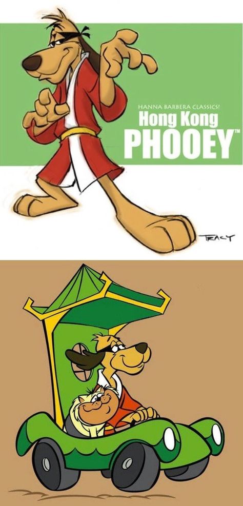 Hong Kong Phooey cruising around with his cat Spot in the Phooeymobile, modeled after a Chinese rickshaw. He was voiced by the great Scatman Crothers (1910-1986). The Hanna Barbera cartoon aired on ABC on Saturday mornings for just one season with 16 episodes from September to December 1974. Hong Kong Phooey Cartoon, Chinese Cartoon Characters, Abc Cartoon, Hong Kong Phooey, Scatman Crothers, Hanna Barbera Characters, Saturday Cartoon, Hannah Barbera, 70s Cartoons